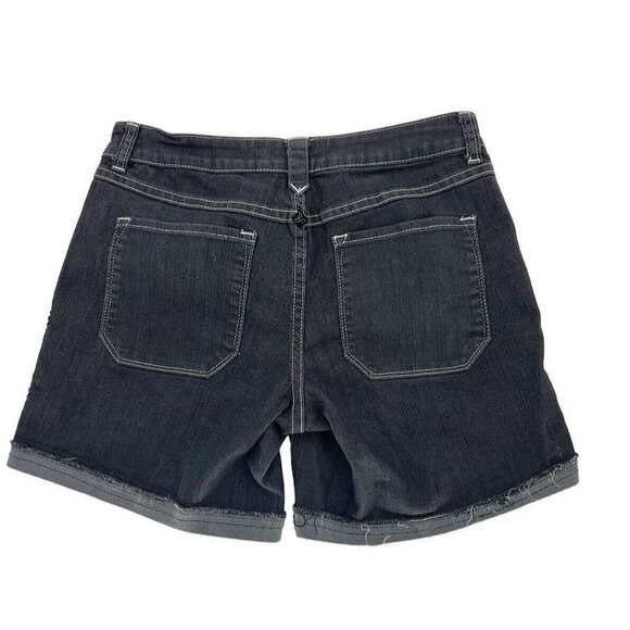 Prana Womens Gray Kara Stretch Cuffed Embroidered Jean Shorts Size 6 28” - Picture 2 of 5